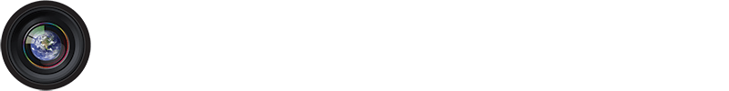 Logo for Blue Marble Photography showing the planet Earth inside of a camera lens